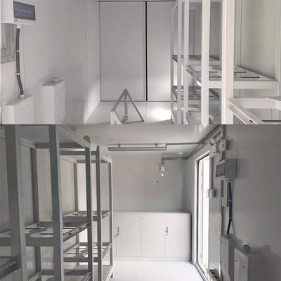 Max Gross Weight of 4600KGS Pre-Fabricated Steel Cabinet Shelf and Hanger Rack 20ft Modified Shipping Container Workshop