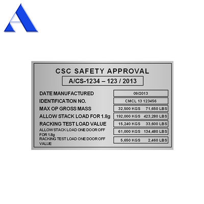 Stainless Steel CSC Plate for 20' Container Parts and Corrosion Prevention in ISO Shipping Container