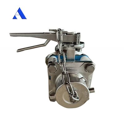ISO Tank Container Spare Parts 3 inch 45 Degrees Bottom Discharge and Sample Valve with Pressure Gauge 1.4''BSP 0-40 bar