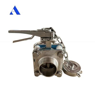 ISO Tank Container Spare Parts 3 inch 45 Degrees Bottom Discharge and Sample Valve with Pressure Gauge 1.4''BSP 0-40 bar