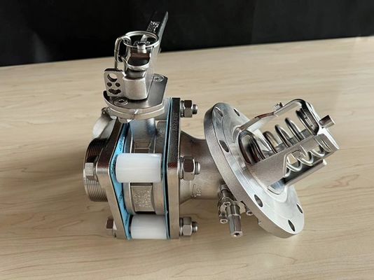 ISO Tank Container Spare Parts 3 inch 45 Degrees Bottom Discharge and Sample Valve with Pressure Gauge 1.4''BSP 0-40 bar