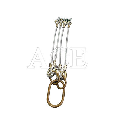 Lifting Eye Type Flat Eye DNV 2.7-1 Standard Stainless Steel Cable Wire Rope Sling 4 or 5 Legs for Offshore Container Orange