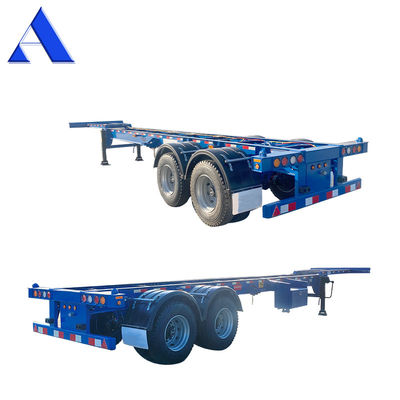 12R22.5 Linglong Tire 2 Axle 40ft 20ft Shipping Chassis with Gooseneck Skeleton Truck Frame Semi Trailer Container