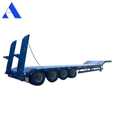 12489 x 2480 x 1530mm 2/3 Axles Carbon Steel Extendable Lowbed Lowboy Flatbed Semi Truck Trailer for Max Payload 20-100 Ton