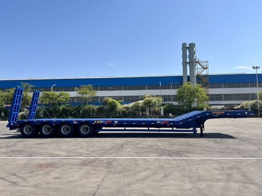 12489 x 2480 x 1530mm 2/3 Axles Carbon Steel Extendable Lowbed Lowboy Flatbed Semi Truck Trailer for Max Payload 20-100 Ton