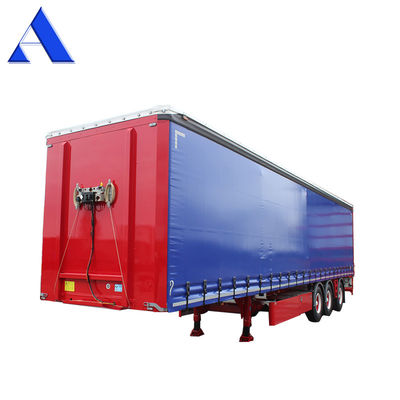 11R22.5 Tire 3 Axle PVC Curtain Side Shipping Container Shandong 40ft Van Box Semi Trailer with Standard 28Ton Landing Gear