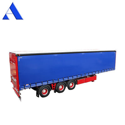 11R22.5 Tire 3 Axle PVC Curtain Side Shipping Container Shandong 40ft Van Box Semi Trailer with Standard 28Ton Landing Gear