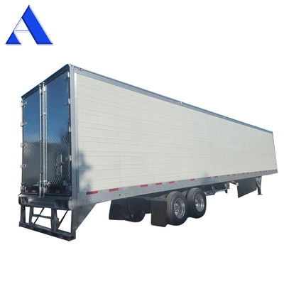 Semi-Trailer Truck 2 Axles 8 Wheels 40ft 48ft 53ft Flatbed 12R22.5 Tyre Insulated Van Reefer Steel Iron Material TS16949 Certificate