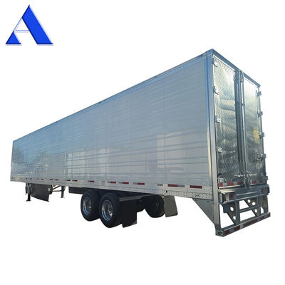 Semi-Trailer Truck 2 Axles 8 Wheels 40ft 48ft 53ft Flatbed 12R22.5 Tyre Insulated Van Reefer Steel Iron Material TS16949 Certificate