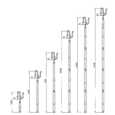 Container Lashing Equipment Operating Rod Aluminum Twist Lock Telescopic Tube Sample Provided with Lashing Bar
