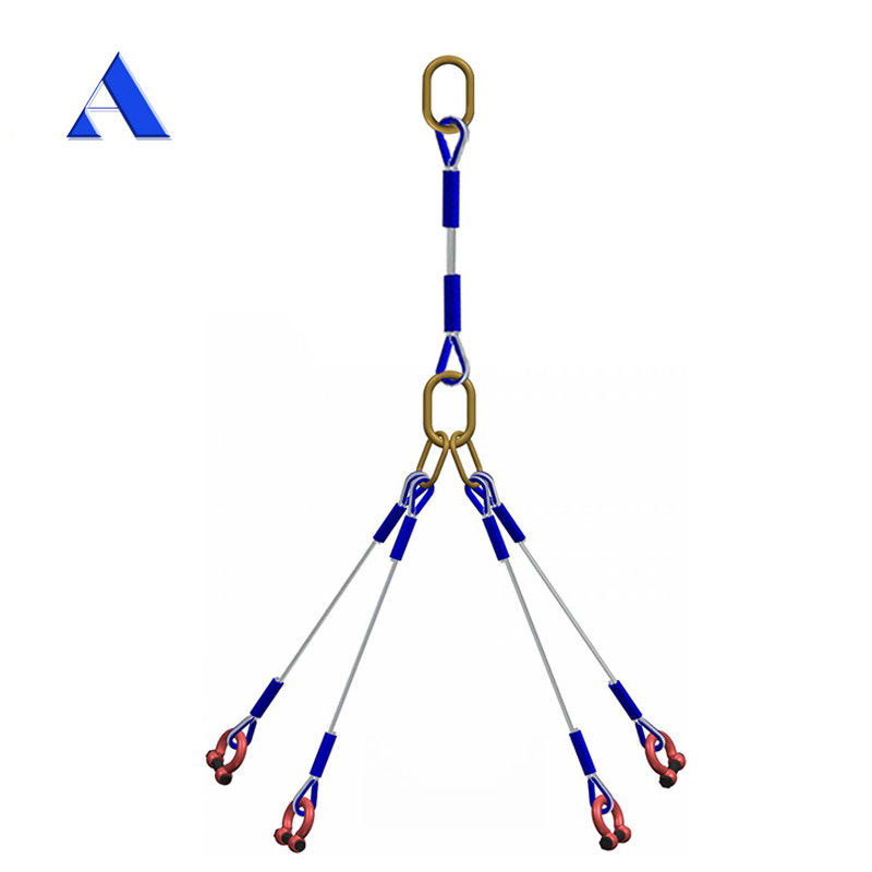DNV 2.7-1 Standard Steel Wire Rope Sling 5 Legs Lifting Eye Type Reversed Eye for Offshore Container Sale