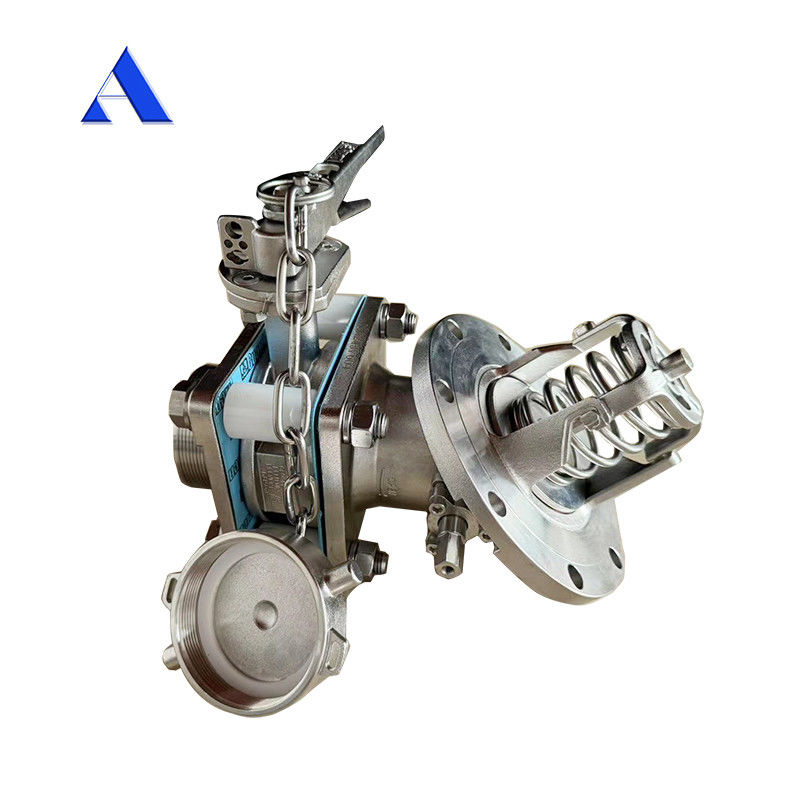 ISO Tank Container Spare Parts 3 inch 45 Degrees Bottom Discharge and Sample Valve with Pressure Gauge 1.4''BSP 0-40 bar