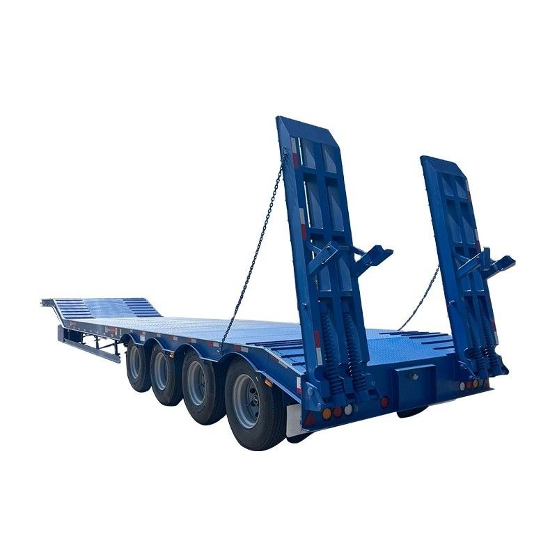 12489 x 2480 x 1530mm 2/3 Axles Carbon Steel Extendable Lowbed Lowboy Flatbed Semi Truck Trailer for Max Payload 20-100 Ton