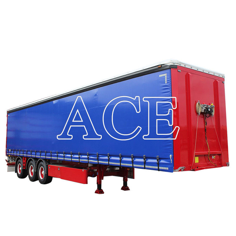 11R22.5 Tire 3 Axle PVC Curtain Side Shipping Container Shandong 40ft Van Box Semi Trailer with Standard 28Ton Landing Gear